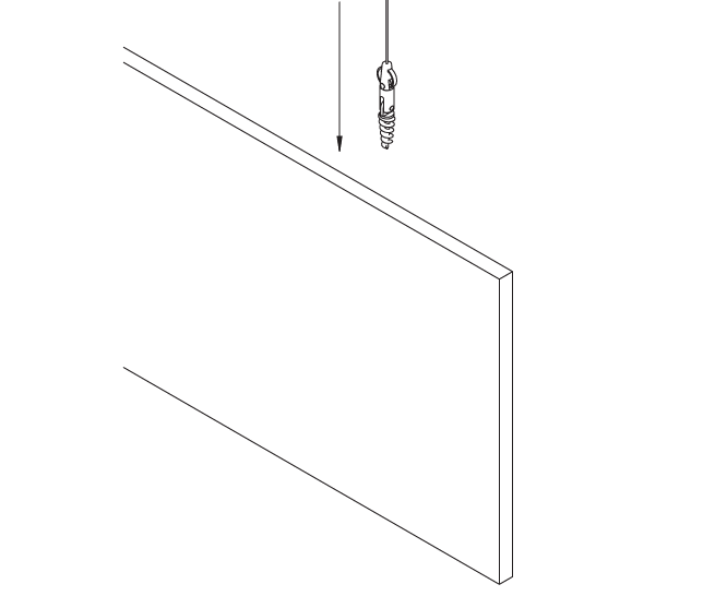 Technical drawing showing a cable attachment mechanism being inserted into a Silentia acoustic panel.