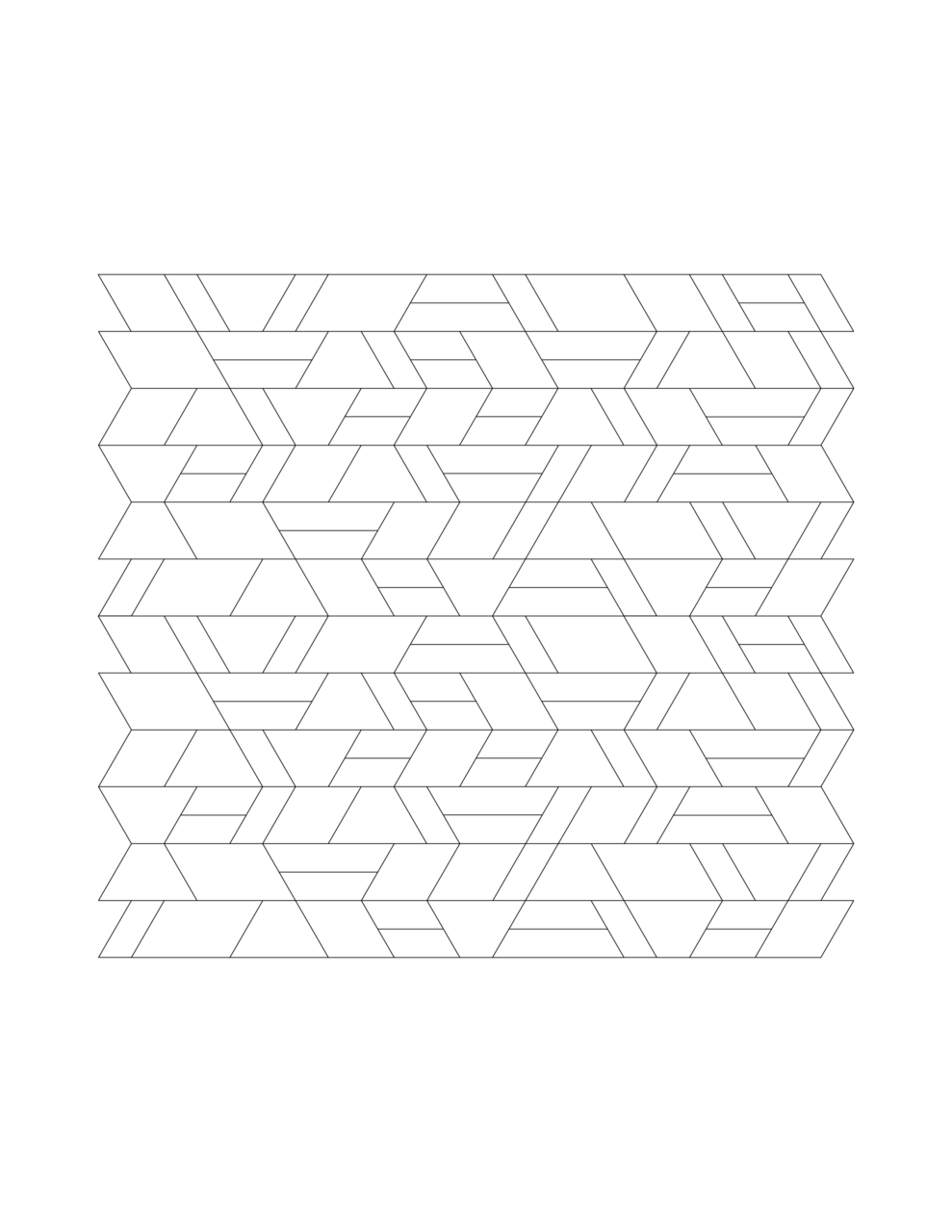 2D technical drawing illustrating the geometric Mozaix Arrow pattern for metal ceiling panels.