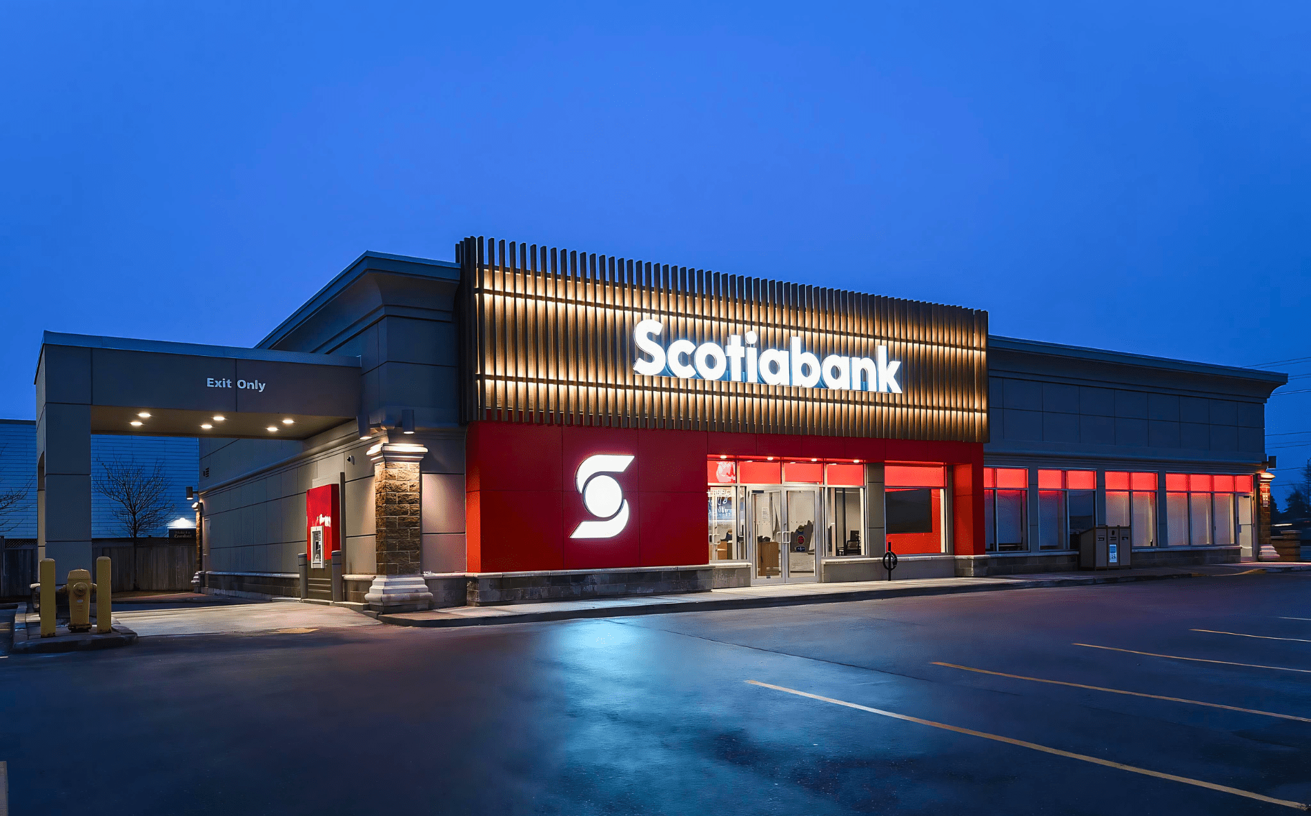Signage uses LINE:Form Exterior Wall Fins by Maxxit at Scotiabank Steeple Hill