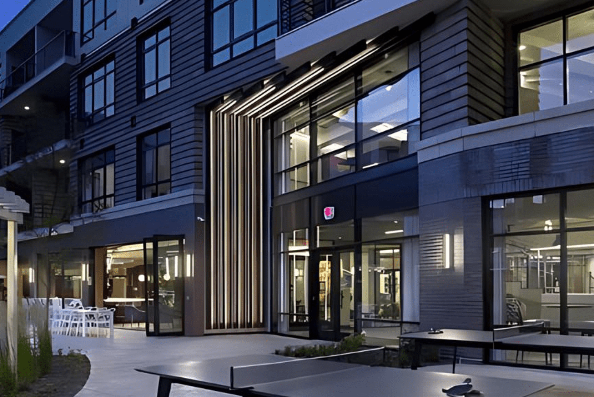 Exterior uses Maxxit's LINE:Form Exterior Wall Fins