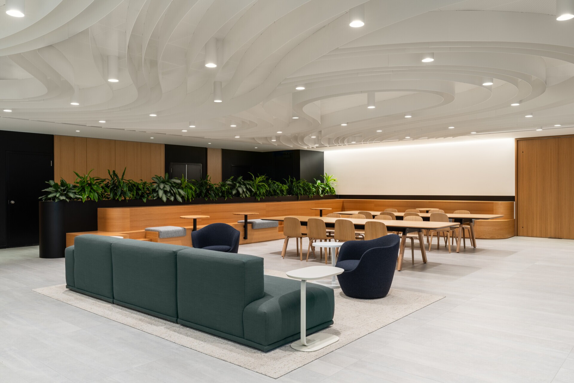 Interior of the BDO Office in Montreal, Canada featuring the Maxxit perforated PANEL:Form Traditional Ceiling Panels.