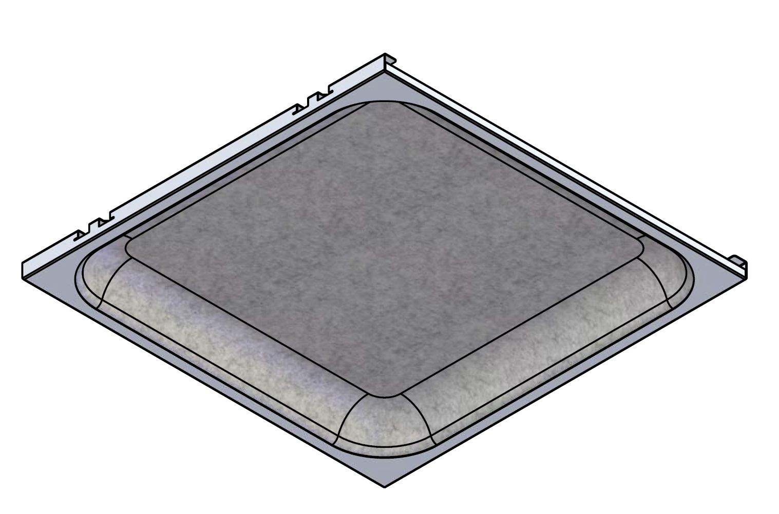 Concave Solo acoustic ceiling tile technical drawing showcasing a single large soft-contoured module.