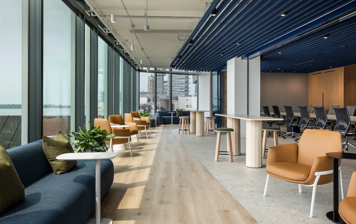 theScore Toronto collaboration area featuring Silentia profile acoustic baffles