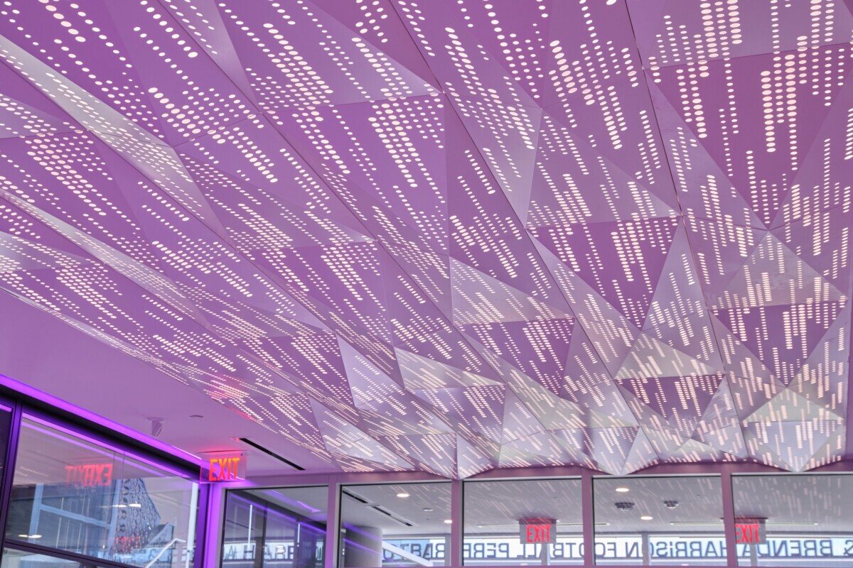 PANEL:Form Dimensional Panels faceted 3D ceiling system that commands attention and transforms the corridor space at TCU