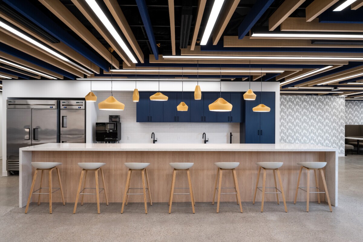 LINE:Form Traditional Baffles in deep blue felt profile at Pacific Life Re's office in Toronto.