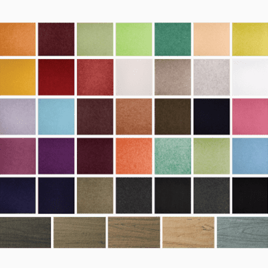 Grid of forty textured color swatches and wood grain finishes