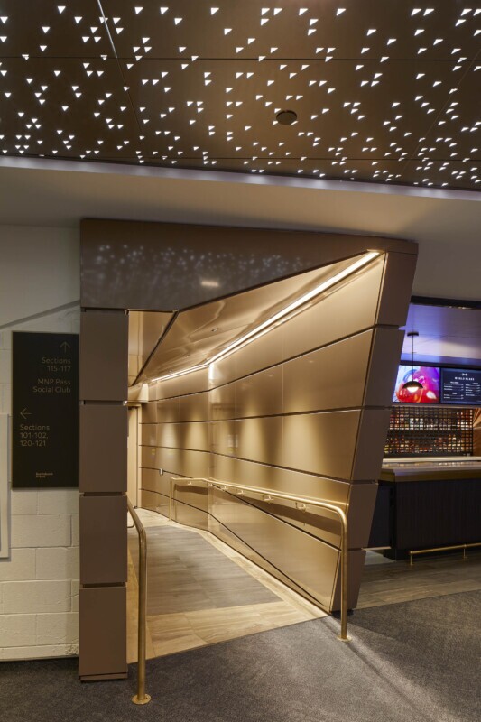 Scotiabank Arena modern hallway with backlit ceiling panels